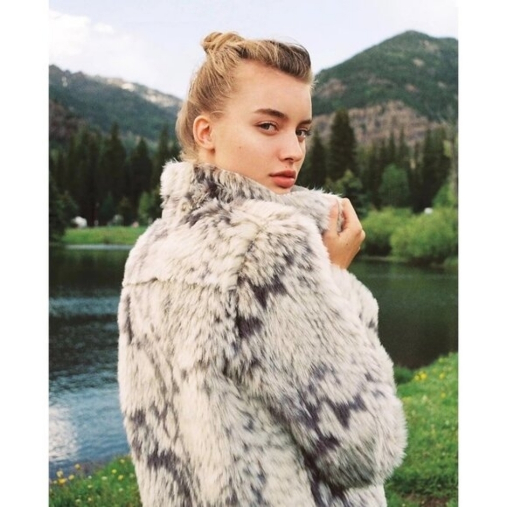 Anthropologie x Marrakech Gray Fur & Suede Reversible Moto Jacket |